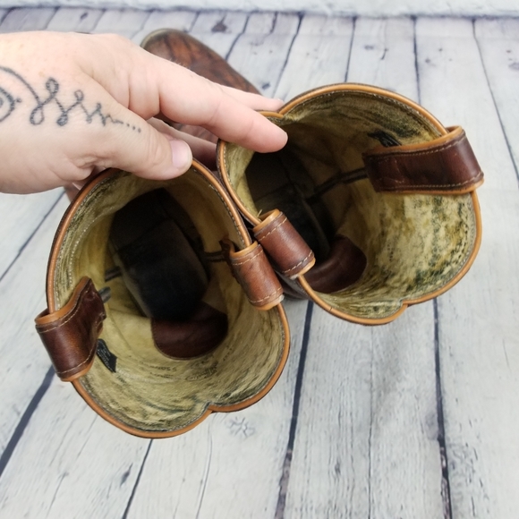 JUSTIN | pull-on cowboy western variegated leather boots - Picture 9 of 10